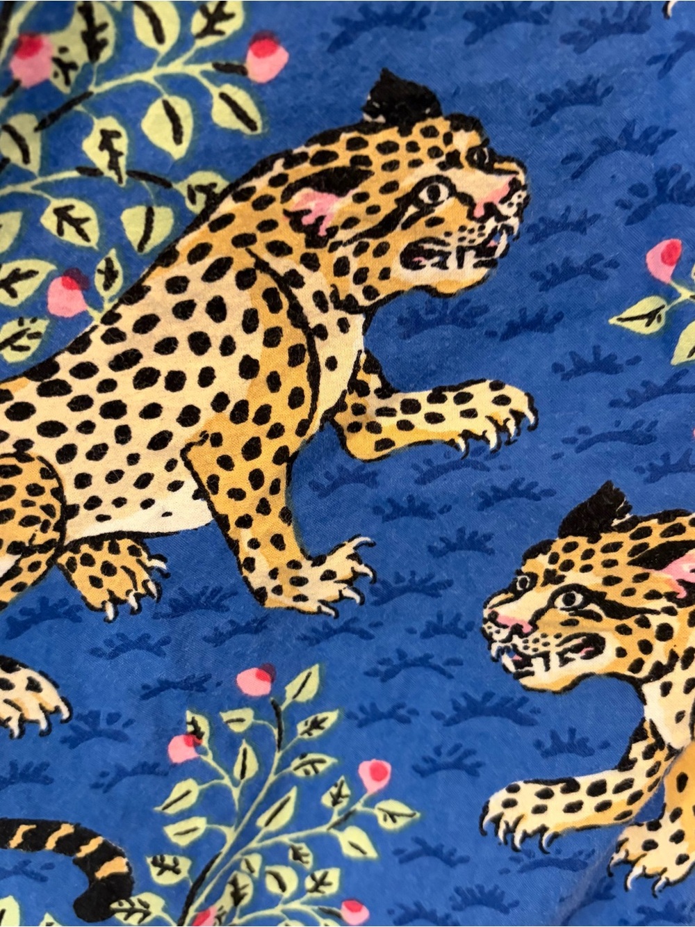 Printfresh Bagheera Long Sleep Pajama Top in Blue Leopard Cotton medium - Picture 6 of 10